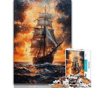Puzzle da 1000 pezzi raffigurante una barca a vela dipinta a olio, per adulti, difficili da completare ma divertenti e divertenti, ideali come decorazioni per la casa e come regalo (75x50cm)