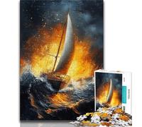 Puzzle da 1000 pezzi raffigurante una barca a vela dipinta a olio, per adulti, difficili da completare ma divertenti e divertenti, ideali come decorazioni per la casa e come regalo (38x26cm)