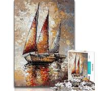 Puzzle da 1000 pezzi raffigurante una barca a vela dipinta a olio per adulti e ragazzi giocattolo educativo ideale come regalo per tutta la famiglia (50x75cm)