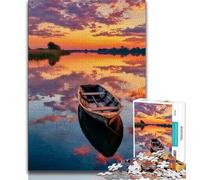 Puzzle da 1000 pezzi raffigurante una barca al tramonto dipinto a olio per adolescenti sfida difficile contro lo stress per rafforzare l'amore tra coppie (26x38cm)