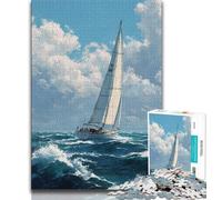 Puzzle da 1000 pezzi raffigurante una barca al tramonto, dipinto a olio, per adulti, antistress, sfida difficile, ideale come regalo per tutta la famiglia (50x75cm)