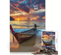 Puzzle da 1000 pezzi raffigurante una barca da pesca thailandese sulla spiaggia, ideale per adulti Un gioco stimolante per la mente, per un'esperienza rilassante e artistica 38x26cm