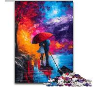 Puzzle da 1000 pezzi raffigurante una coppia che tiene un ombrello, per adolescenti, giocattolo educativo intellettuale decomprimente, gioco educativo per compleanni e Natale (26x38cm)