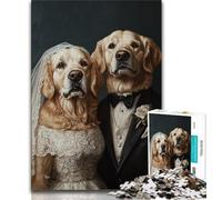 Puzzle da 1000 pezzi raffigurante una coppia di Golden Retriever, per adulti, difficile da completare ma divertente e umoristico gioco educativo per il compleanno (50x75cm)