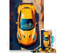 Puzzle da 1000 pezzi raffigurante una Corvette gialla vista dall'alto,ideale per ragazzi,un gioco di abilità mentale,con taglio laser per un incastro perfetto e un'attività rilassante di gruppo