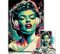 Puzzle da 1000 pezzi raffigurante una donna adolescente con le cuffie per regali per adulti per giochi educativi giocattoli collezioni di artisti belle arti (26x38cm)