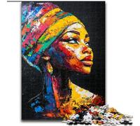 Puzzle da 1000 pezzi raffigurante una donna africana, per adulti e adolescenti, giocattoli educativi, giochi per famiglie con poster abbinato e foglio di quiz (dimensioni 50x75cm)