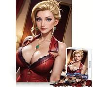 Puzzle da 1000 pezzi raffigurante una donna bionda in abito rosso, ideale per ragazzi Un'attività che stimola l'intelletto, la creatività e il relax Un regalo perfetto per l'inverno (50x75cm)