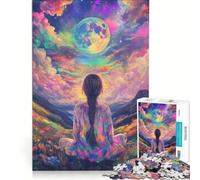 Puzzle da 1000 pezzi raffigurante una donna che contempla il cosmo gioco interattivo allena la mente e la manualità compleanno e Natale 38x26cm