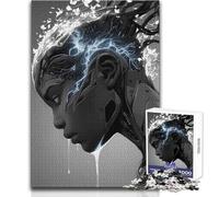Puzzle da 1000 pezzi raffigurante una donna cibernetica con corona floreale, per adulti e adolescenti, gioco creativo di risoluzione dei problemi, idea regalo memorabile e sentita, dimensioni 38x52cm