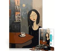 Puzzle da 1000 pezzi raffigurante una donna con caffè in un caffè in stile Amedeo Modigliani Gioco divertente per la mente,senza spazi vuoti,con incastri precisi Regalo perfetto per riunioni