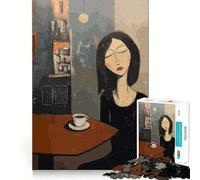 Puzzle da 1000 pezzi raffigurante una donna con caffè in un caffè in stile Amedeo Modigliani Gioco divertente per la mente,senza spazi vuoti,con incastri precisi Regalo perfetto per riunioni