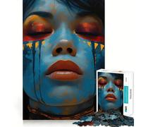 Puzzle da 1000 pezzi raffigurante una donna con cuffie e trucco sul viso Gioco di abilità mentale,pezzi a incastro precisi,divertimento assicurato per tutta la famiglia (50x75cm)