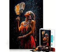 Puzzle da 1000 pezzi raffigurante una donna nativa americana con ventaglio, ideale per adolescenti Gioco di logica e svago, con taglio di alta qualità e un regalo originale (50x75cm)
