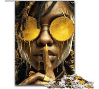 Puzzle da 1000 pezzi raffigurante una donna nera con occhiali gialli, regalo per adolescenti, gioco educativo per famiglie, adatto come decorazione da scrivania (50x75cm)