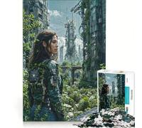 Puzzle da 1000 pezzi raffigurante una donna post-apocalittica in un ambiente urbano decorazione da parete attività divertenti per la casa collezione d'artista opera d'arte 38x52cm