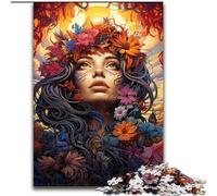 Puzzle da 1000 pezzi raffigurante una donna psichedelica e felice, in legno, dimensioni 50x75cm, ideale per un intrattenimento rilassante, perfetto regalo di Natale e per decorare la casa.