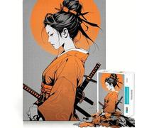 Puzzle da 1000 pezzi raffigurante una donna samurai con katana, ideale per adolescenti Gioco di logica e rilassamento, con bordi di qualità Regalo di Natale (38x26cm)