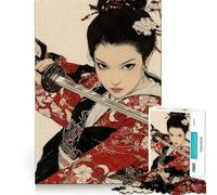 Puzzle da 1000 pezzi raffigurante una donna samurai con spada, ideale per adulti, per stimolare la memoria, come passatempo casalingo o per comporre un'immagine da appendere al muro (50x75cm)