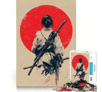 Puzzle da 1000 pezzi raffigurante una donna samurai con spade e sole rosso, ideale per ragazzi, gioco di logica, gioco di gruppo, taglio di precisione e regalo originale (38x26cm)