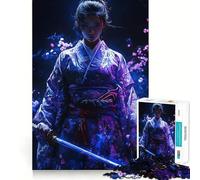 Puzzle da 1000 pezzi raffigurante una donna samurai con spade, ideale per adulti Giocattolo intelligente per la casa, con bordi affilati Articolo perfetto per i desideri di Babbo Natale (50x75cm)