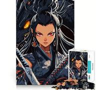 Puzzle da 1000 pezzi raffigurante una donna samurai con un drago, ideale per adulti, gioco di logica e svago, con bordi lisci, perfetto come regalo stagionale (50x75cm)