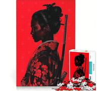 Puzzle da 1000 pezzi raffigurante una donna samurai in rosso un gioco rompicapo per allenare mente e mani ideale come decorazione da scrivania 38x26cm