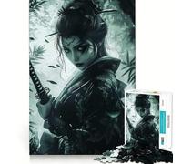 Puzzle da 1000 pezzi raffigurante una donna samurai nella foresta, ideale per adulti, un rompicapo rilassante Immagine da assemblare, perfetto come regalo di Babbo Natale (38x52cm)