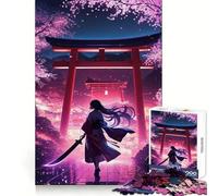Puzzle da 1000 pezzi raffigurante una donna samurai tra i fiori di ciliegio, ideale per adolescenti Gioco di logica, leggero e rilassante, con taglio liscio, perfetto per decorare le pareti (38x52cm)