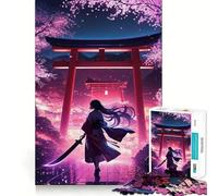 Puzzle da 1000 pezzi raffigurante una donna samurai tra i fiori di ciliegio, ideale per adolescenti Gioco di logica, leggero e rilassante, con taglio liscio, perfetto per decorare le pareti (38x52cm)