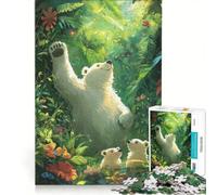 Puzzle da 1000 pezzi raffigurante una famiglia di orsi polari nella giungla lussureggiante gioco per tutta la famiglia attività divertenti da fare a casa compleanno e Natale 50x75cm