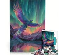 Puzzle da 1000 pezzi raffigurante una fenice che si libra sotto l'aurora boreale decorazione da parete attività divertenti per la casa collezione d'artista opera d'arte 38x26cm