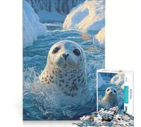 Puzzle da 1000 pezzi raffigurante una foca giocosa nelle gelide acque artiche - Splendida illustrazione naturalistica gioco per famiglie attività divertenti da fare a casa compleanno