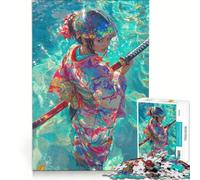 Puzzle da 1000 pezzi raffigurante una geisha guerriera nell'acqua, gioco pratico, interazione genitore-figlio, collezione d'artista, opera d'arte 50x75cm