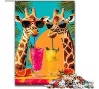 Puzzle da 1000 pezzi raffigurante una giraffa che beve un drink, adatto a partire dai 14 anni, ideale come regalo per tutta la famiglia (dimensioni 26x38cm)