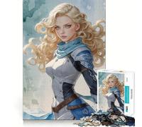 Puzzle da 1000 pezzi raffigurante una guerriera bionda,con pezzi aderenti,gioco divertente e rilassante,ideale per decorazioni natalizie 38x52cm