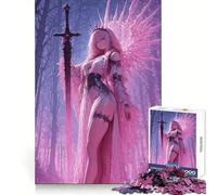 Puzzle da 1000 pezzi raffigurante una guerriera dai capelli rosa con spada, ideale per adolescenti, un gioco che stimola la mente e crea momenti di serenità Regalo perfetto per le festività (38x26cm)