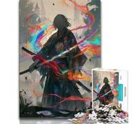 Puzzle da 1000 pezzi raffigurante una guerriera ninja giapponese per adulti e adolescenti, giocattoli, giochi educativi antistress, adatti per la decorazione della scrivania (50x75cm)