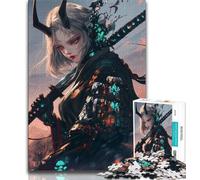 Puzzle da 1000 pezzi raffigurante una guerriera ninja giapponese per adulti e ragazzi, giocattoli, giochi educativi antistress, adatti per la decorazione della scrivania (38x26cm)