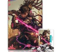 Puzzle da 1000 pezzi raffigurante una guerriera ninja giapponese, per adulti, giocattoli, giochi educativi, antistress, adatti per la decorazione della scrivania (75x50cm)