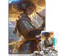 Puzzle da 1000 pezzi raffigurante una guerriera ninja giapponese per adulti, ideale come gioco educativo e come regalo per tutta la famiglia (75x50cm)