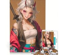 Puzzle da 1000 pezzi raffigurante una guerriera Oni in kimono un gioco rompicapo che stimola la mente e rilassa ideale come regalo per tutta la famiglia 38x52cm