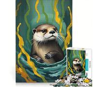 Puzzle da 1000 pezzi raffigurante una lontra tra le alghe gioco educativo gara di velocità manuale con pezzi di forma casuale completamente ad incastro 50x75cm