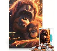 Puzzle da 1000 pezzi raffigurante una mamma orangutan con il suo cucciolo un gioco rompicapo che allena la mente e la manualità ideale come decorazione da scrivania 50x75cm