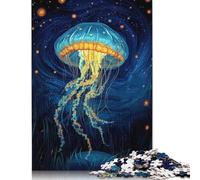 Puzzle da 1000 pezzi raffigurante una medusa blu nel cielo notturno, per adulti e adolescenti, gioco educativo per adulti, 1000 pezzi (75x50 cm)