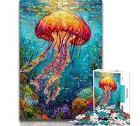 Puzzle da 1000 pezzi raffigurante una medusa, regalo per adulti, aiuta il cervello a esercitare i giocattoli avvincenti per coltivare la pazienza, ottimo regalo, 38x26cm