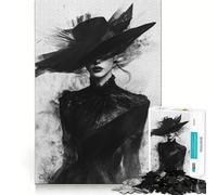 Puzzle da 1000 pezzi raffigurante una misteriosa donna in nero, ideale per adulti Gioco di logica stimolante, rilassante, con bordi trasparenti e design artistico (38x26cm)