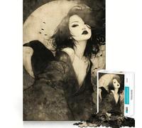 Puzzle da 1000 pezzi raffigurante una mistica donna asiatica con un corvo, ideale per adulti Gioco di allenamento mentale, divertimento in casa, taglio di precisione, regalo per le vacanze (50x75cm)