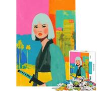 Puzzle da 1000 pezzi raffigurante una moderna donna samurai con spada Un gioco avvincente per coltivare la pazienza perfetto come decorazione e regalo di compleanno (dimensioni 50x75cm)