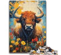 Puzzle da 1000 pezzi raffigurante una mucca delle Highlands, dipinto a olio, per adulti e adolescenti, sfida difficile e antistress, ideale come regalo per tutta la famiglia (50x75cm)